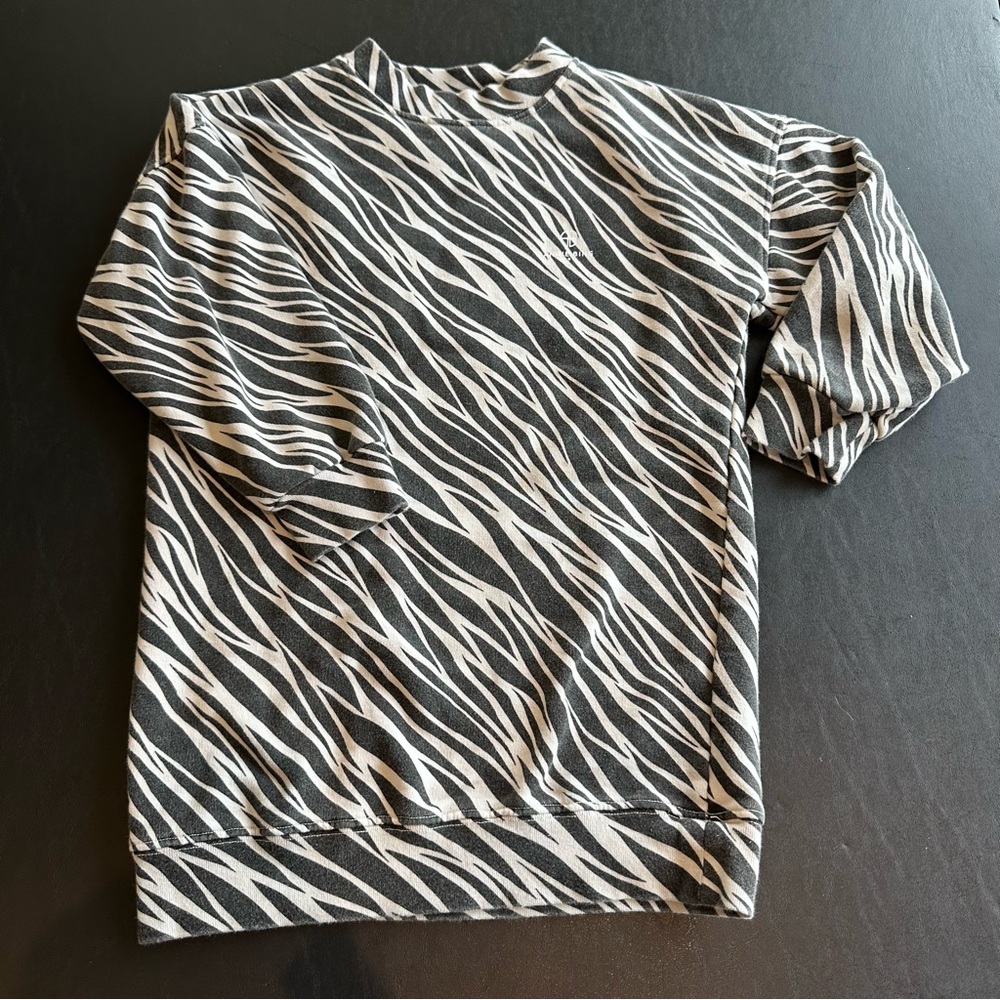 Anine Bing Monochrome Zebra Print Sweatshirt